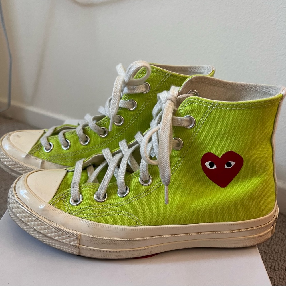 Bright Green CDG PLAY Converse Chuck Taylor All-Star 70 Hi
